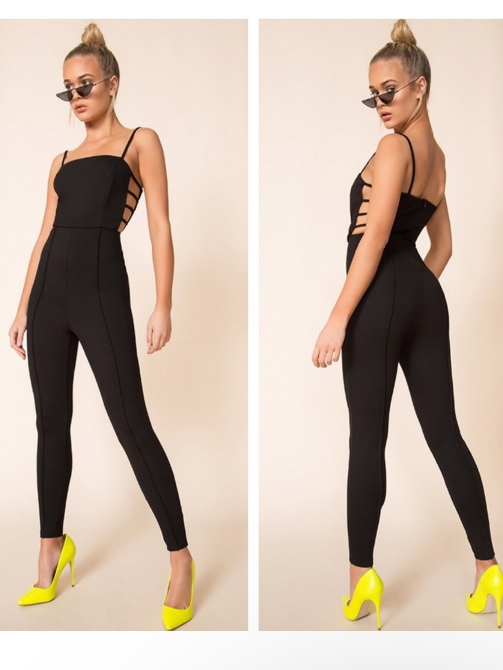 Revolve Superdown Black Ponte Knit Jersey Sleeveless Cut Out Jazlyn Jumpsuit